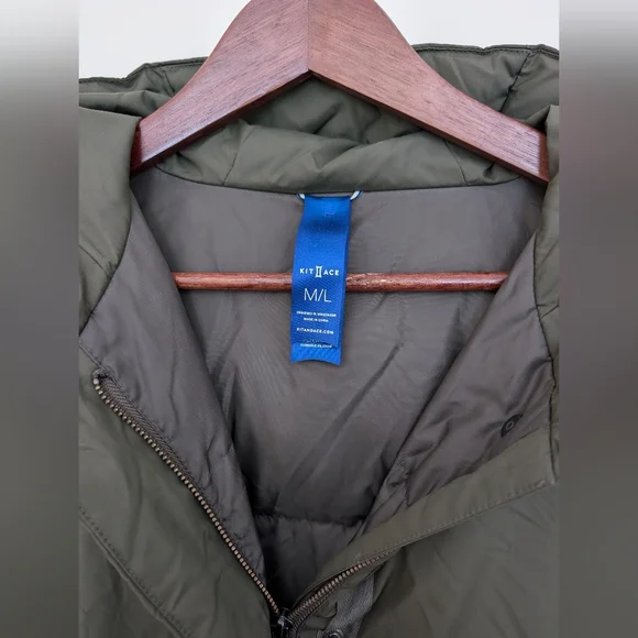 Kit + Ace Olive Green Hooded Puffer Coat M/L - Picture 3 of 7
